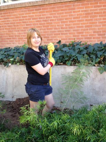 SWES Club President Katie taking a brief rest from her labors for this picture!